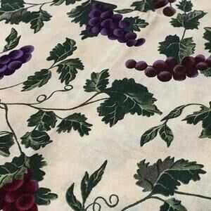 1/2 yd Cranston Print Works Purple Red Grapes on Tan Cotton Fabric Remnant